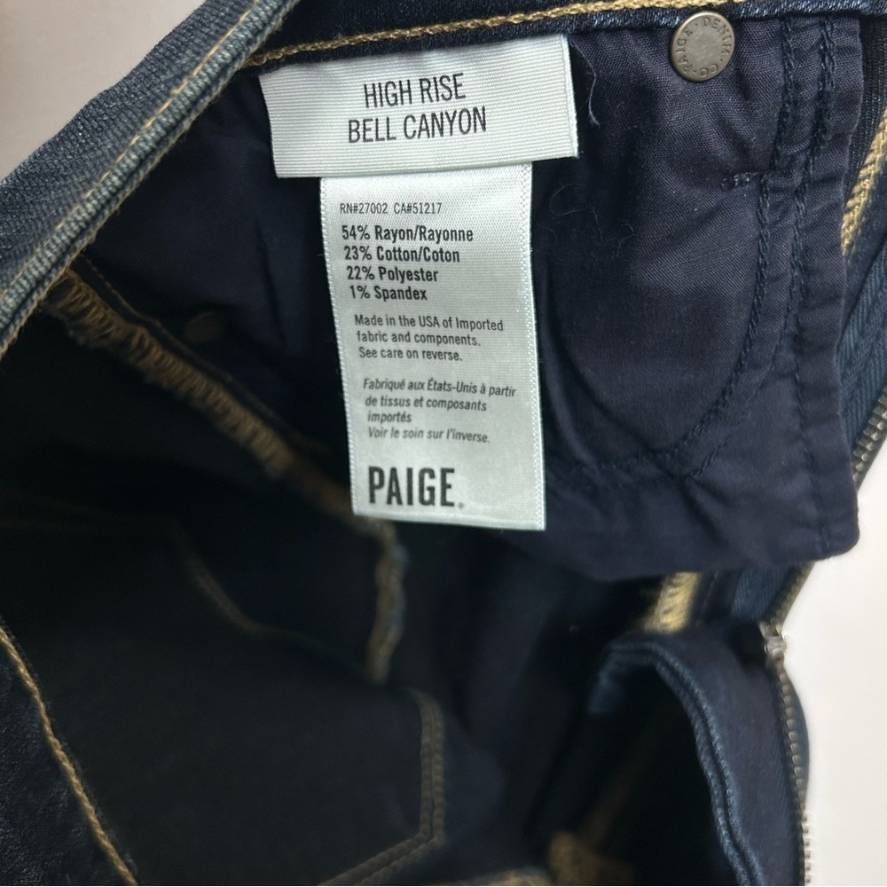 PAIGE Bell Canyon High Rise Flare Jeans Dark Wash Petite 29 NWT - Picture 6 of 8